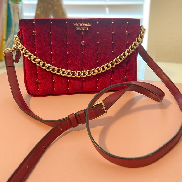 Victoria's Secret Handbags - Victorias Secret Velvet Stud Crystal Crossbody Bag